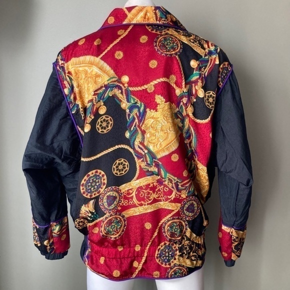 Winterset | Vintage 90s Gilded Hollywood Regency Maximalist Windbreaker Jacket - Picture 2 of 6